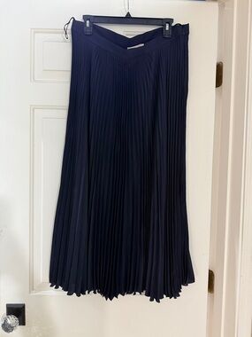 Tory Burch Black Pleated Midi Skirt